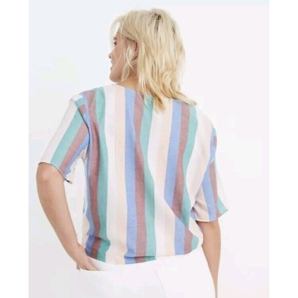 Madewell Rainbow Striped Cotton Tie Front Blouse XS - Picture 2 of 9